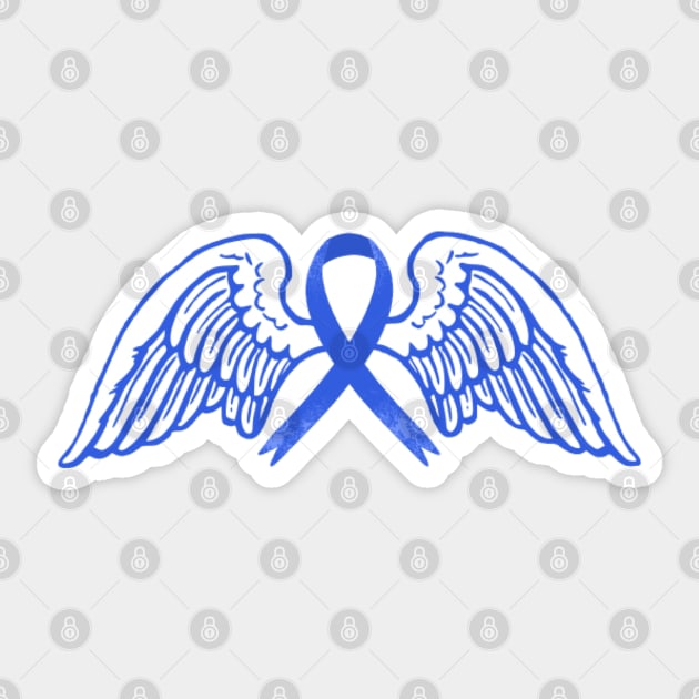 Dark Blue Awareness Ribbon with Angel Wings 2 Sticker by CaitlynConnor